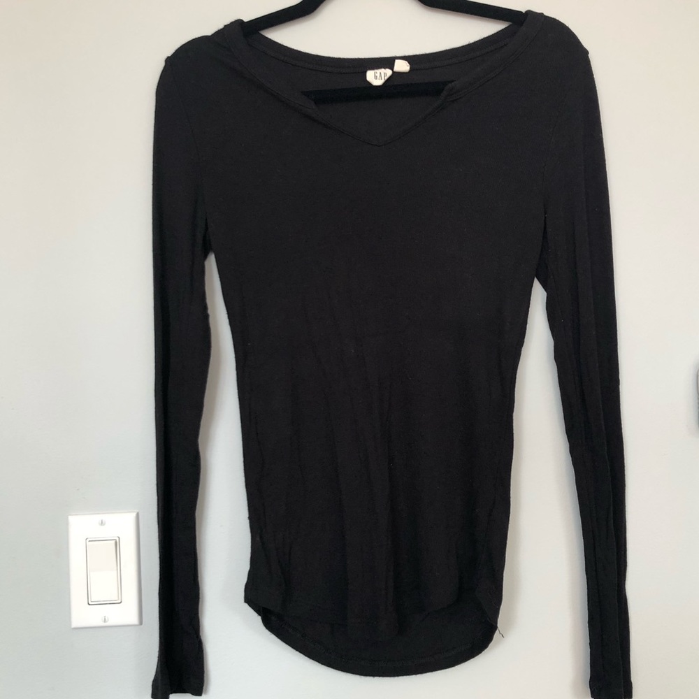 Soft Cotton Long Sleeve Black Tee